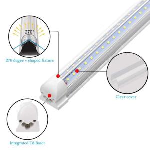 T8 4ft Integrated LED Tube Light 22W V Shape 2 Row 6500K Clear Linkable Plug and