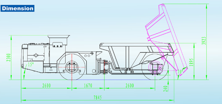 5 Cumbic Meter Capacity Wheel Underground Dump Truck For Mining And Hydro Tunnel Construction