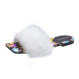 Wholesale price real fur slipper New Design White Custom soft raccoon fur