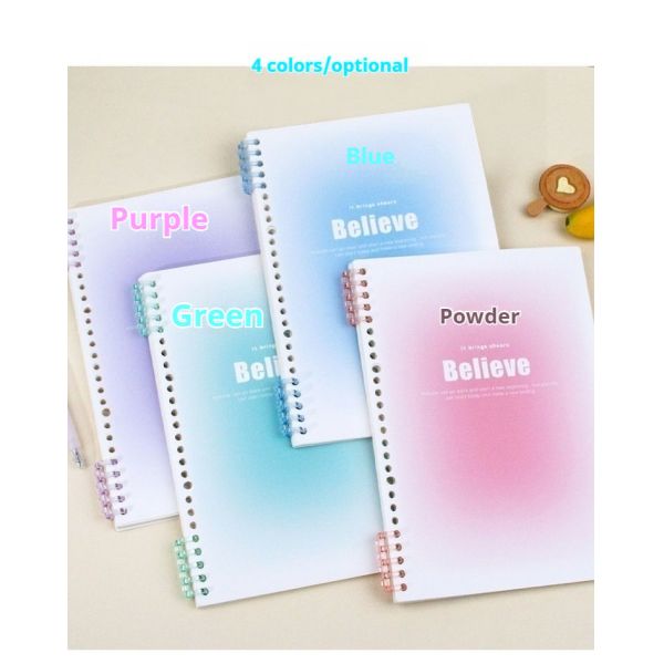 Quality Gradient Leather Loose-Leaf A4 Notebook 60 Detachable Students Book with 20 & 26 Holes High Color Value Light Horizontal Printed wholesale