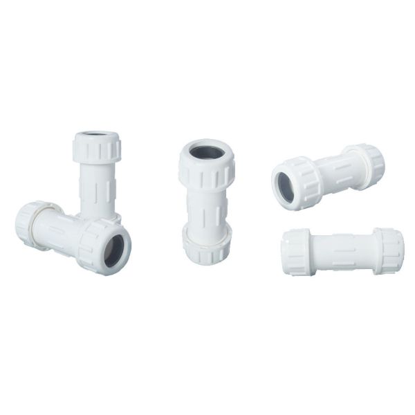Chinese Supplier White Grey Brong PVC Plastic Compression Fitting Pipe Quick Connection Coupling