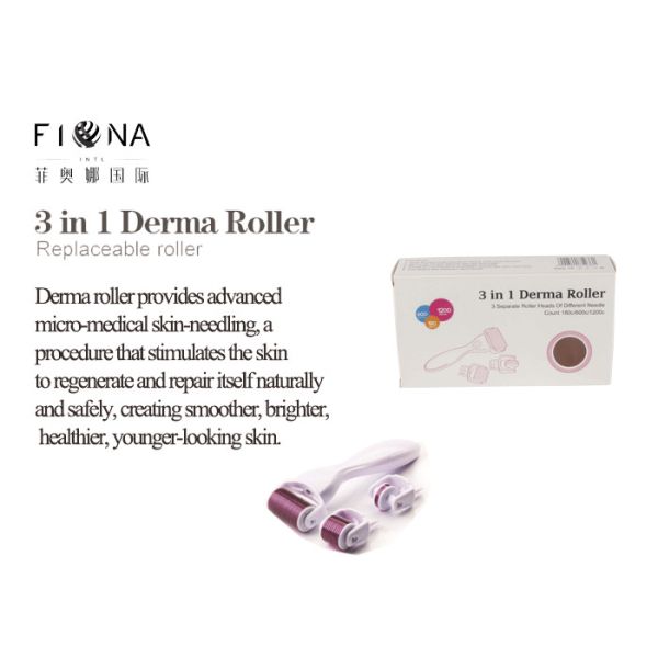 Amazon Hot Selling Titanium DRS 3 in 1 Derma Roller With 3 Separate Roller Heads