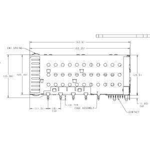 1-2007562-7 SFP+ Receptacle With Cage Ganged (2x6) Connector Press-Fit Through