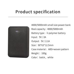 5000mAH Mini Portable Power Bank with Dual USB Port and Woven Parttern