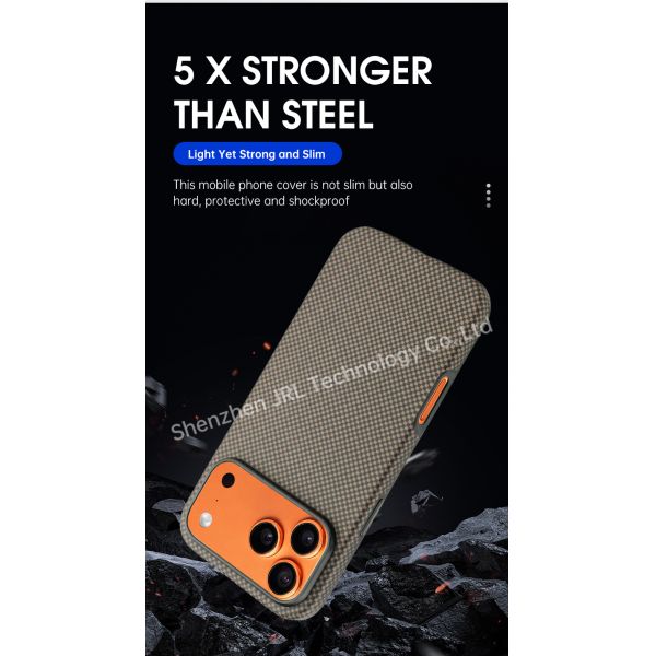 Customized Side Injection TPU Aramid Carbon Fiber Mobile Phone Cover for iPhone 17 Pro