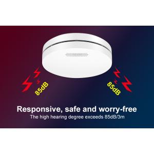 Pure White Round Shape Fire Alarm Smoke Alarm Detector With ABS Fireproof
