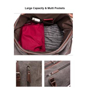 Leather Tote Travel Duffel Bag Expandable Weekender Overnight Bag Canvas Large