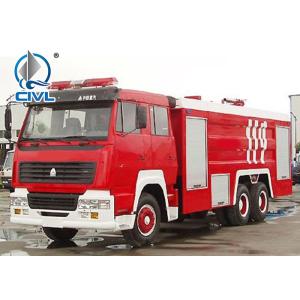 China 14m3 Water Tank Fire Fighting Trucks , Sinotruk Howo Fire Engine Truck Euro II Engine Red Color on sale