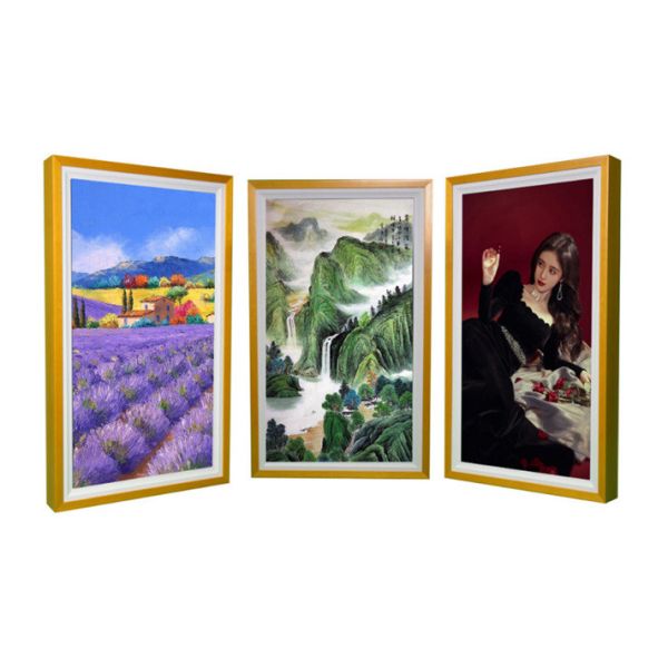 Wall 43" inch Wooden frame NFT screen 4K display for video photo multimedia loop