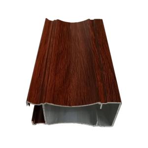 6063 Oak Wood Grain Color Transfer Printing Aluminium Door Profile High Glossy