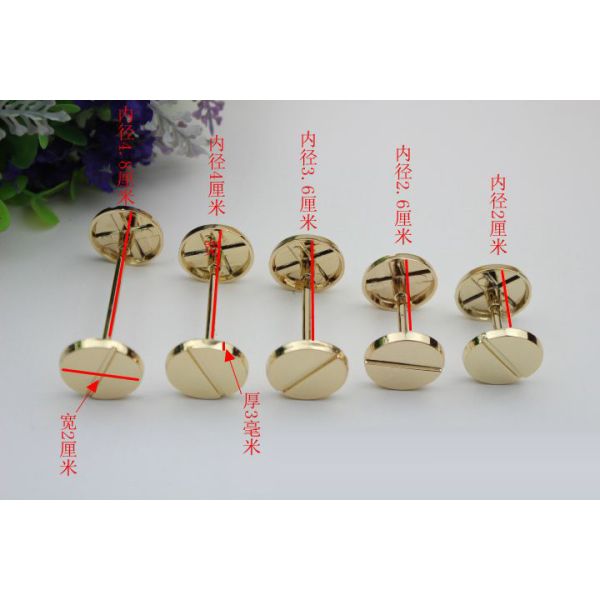 Novelty DIY hardware accessories light gold dumbbell barbell one word shape round flat metal rivets studs for handbags