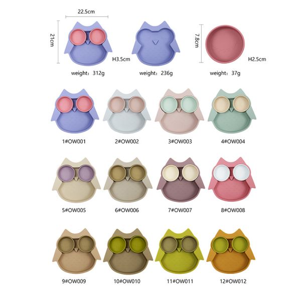 Non Toxic Toddler Silicone Divided Animal Shape Plates Dishwasher Safe