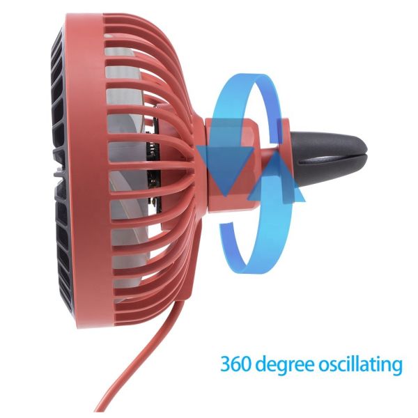 Quality 4 Inch Air Cooling Fan 4 Vane DC Powered 3 Speeds Vehicle Rotatable Clip Car Fan wholesale