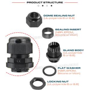 Polyamide PG13.5 Cable Gland, 20.4mm PG Thread IP68 Insulated Cable Gland for 6