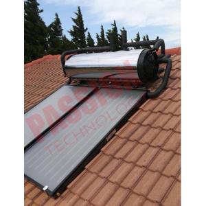 China Rooftop Compact Solar Water Heater Blue Titanium Coating Flat Plate Solar Collector on sale