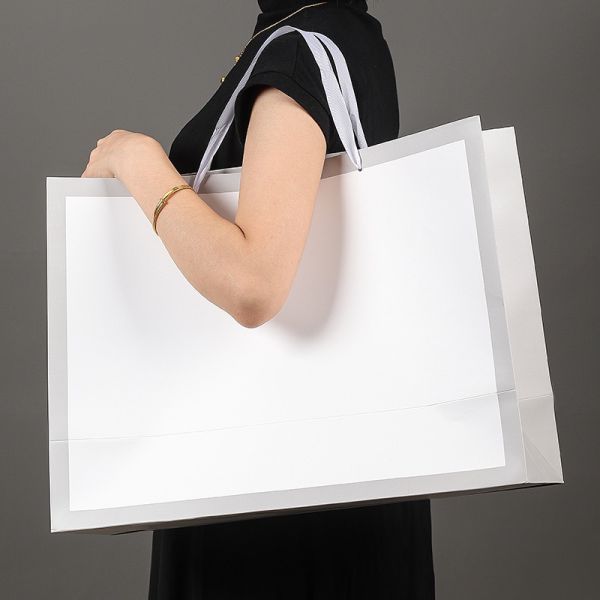 Customized Logo Eco-friendly Card Paper Carrier Bag with CMYK 4 Color Offset Printing