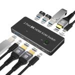2 Port HDMI 2.1 KVM Switch with USB 3.0 2 Input 1 Output LED Indicators Female