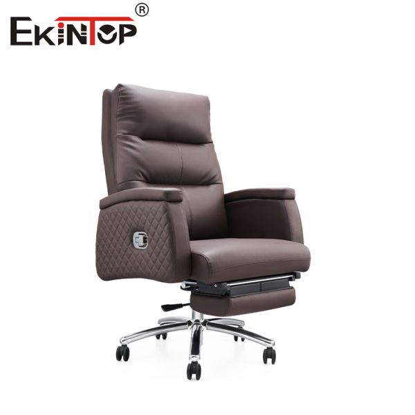 Quality Brown PU Leather Office Chair with Casters and Bottom Footrest Pull Bar wholesale