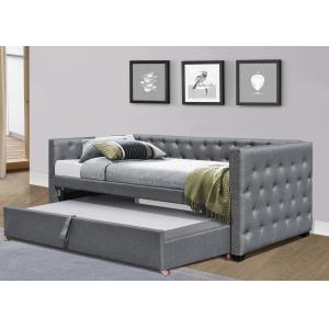 China Full Size Velvet Upholstered Daybed Pull Out Trundle Bed Single Chesterfield Grey Plush on sale