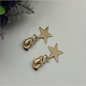 Cheap Customized zinc alloy light gold purses 5# stars pattern zipper puller with slider for sale