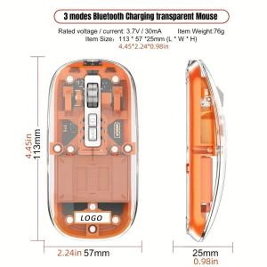 2400 Dpi Backlight Wired Mouse 2.4G Receiver Super Slim Custom Transparent