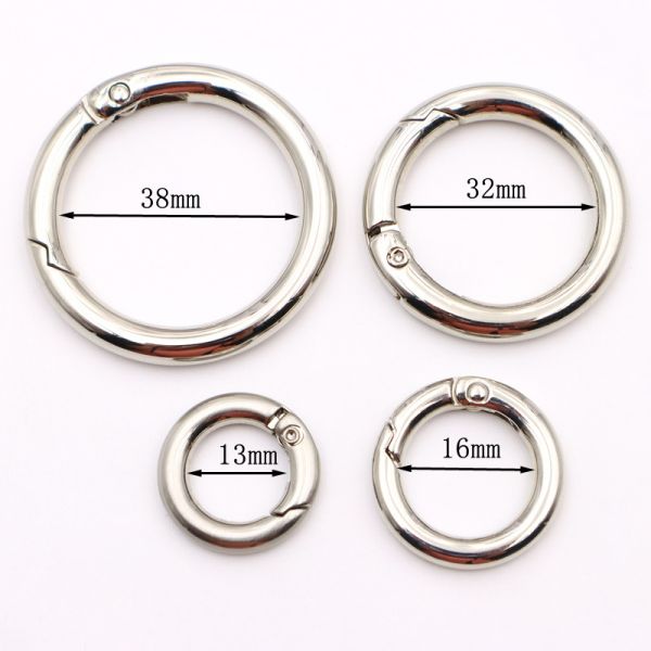 20mm Mini Light Gold Spring O Ring Clip with Small Loop, Openable Circular Spring Keychain Buckle for Key Rings & Bag Charms