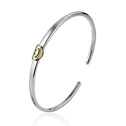 Silver Bangle Bracelet With Interchangeable Charms Rhodiumplated
