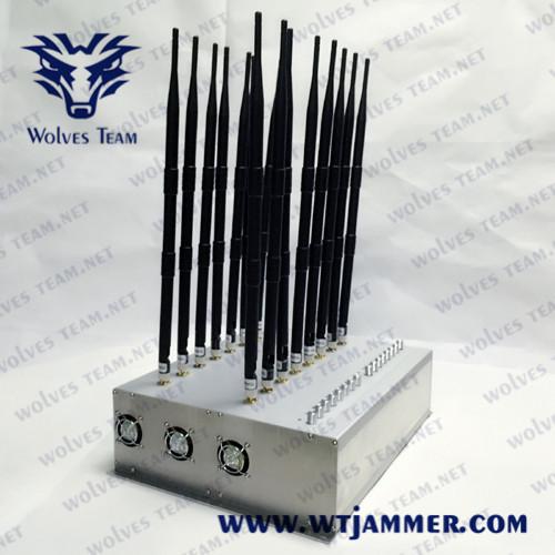Quality 18 antennas Cell Phone Signal Jammer Wifi 2.4g/5.2g/5.8g GPS UHF VHF 315/433MHz Signal Jammer with  Cooling System wholesale