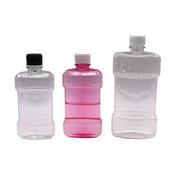 Screen Printing 500ml PET Unique Shape Liquid Mouthwash Plastic Bottle with