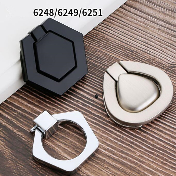 Brush Brass Hidden Drawer Pulls Kitchen Cabinet Knobs / Closet Square ring Pulls Furniture Fittings