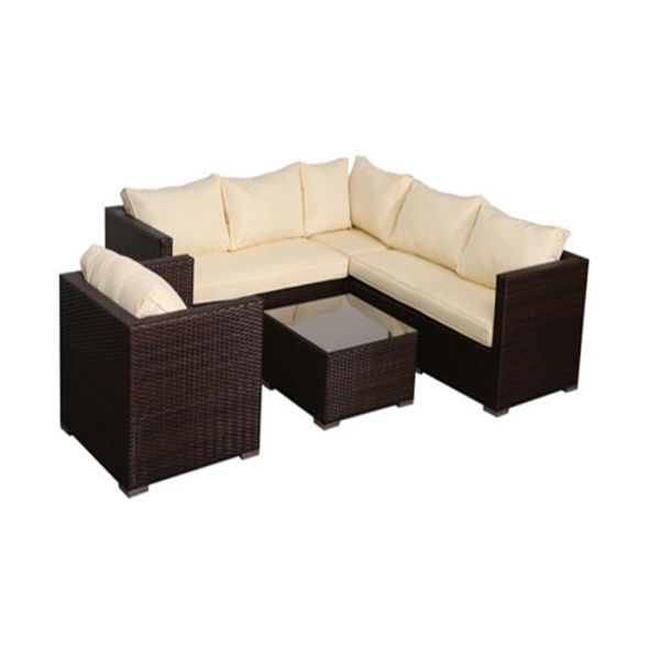 180g Polyester 5 Piece Wicker Patio Set , Rattan Garden Furniture Table And