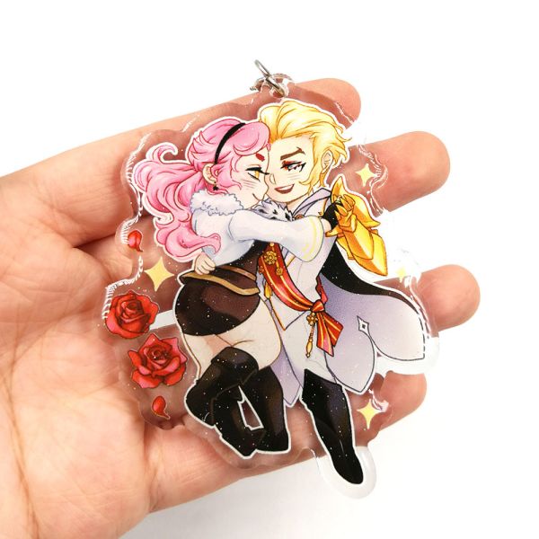 Quality Custom Keychain Print Keychain Lovely Anime Character Epoxy Glitter Acrylic Charm Keychain wholesale