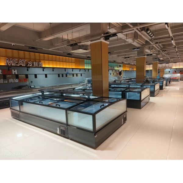 -22 Degree Frozen Fish Meat Display Merchandiser Plug-In Island Freezer For Supermarket