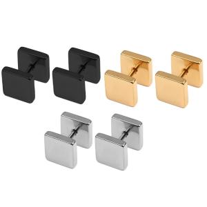 New arrival stainless steel doubled square dumbbell shaped ear studs