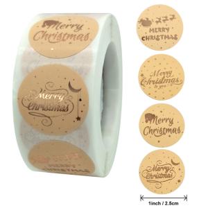 Printed Round Sticker Labels Christmas Custom Gold Foil Circle Stickers
