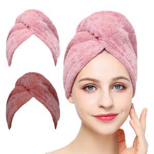 China Fast Dry Microfiber Head Towel Anti Frizz Hair Turban Pink Blue on sale
