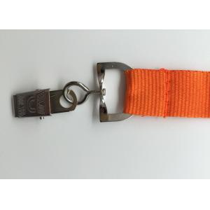 Durable Bright orange color custom silk screen polyester lanyard with bulldog.