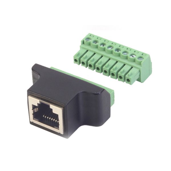 Quality RJ45 Serial Port To 8 Pin Screw Terminal Connector, RJ45 8p8c To 8 Pin Bolt Screw Terminal Connector wholesale