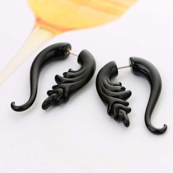 Punk Black Geometric Drop Earrings Exaggerated Plant Dangle Earrings for Women Party Ear Jewelry Brincos Gifts