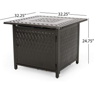 Square Aluminum Natural Gas Garden Table Fire Pit Customized Size For All -