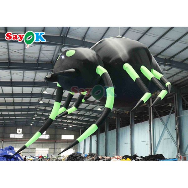 Hanging Horrific Inflatable Spider Halloween Decoration Black And Green
