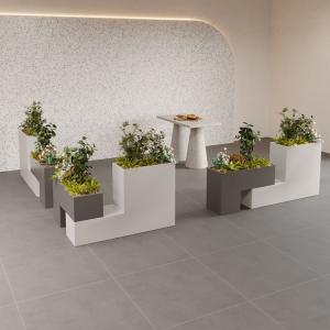 European style square stackable planter white metal flower pot