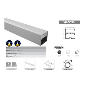 Cheap 50*50mm Customizable Length and PC Cover Options for Suspended LED Profile Easy Installation for sale
