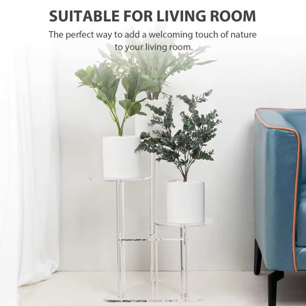 Easy Assemble Lucite Acrylic Plant Stand , Acrylic Flower Display Stand Shelf