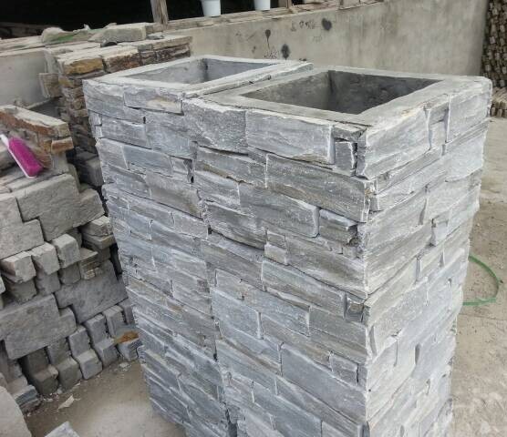 Grey Slate Column,Natural Stone Pillar,Ledgestone Pillar,Grey Stone Postbox,Gate