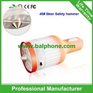 2.1A New 4 in 1 Car charger Colourful USB charging with safety hammer LED light