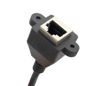 Custom 6FT Screw Locking Stud Network Ethernet Female Socket RJ45 Panel Mount