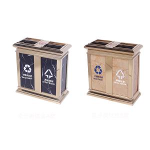 Hotel Elevator Entrance Large Marble Stainless Steel Trash Can with Ashtray