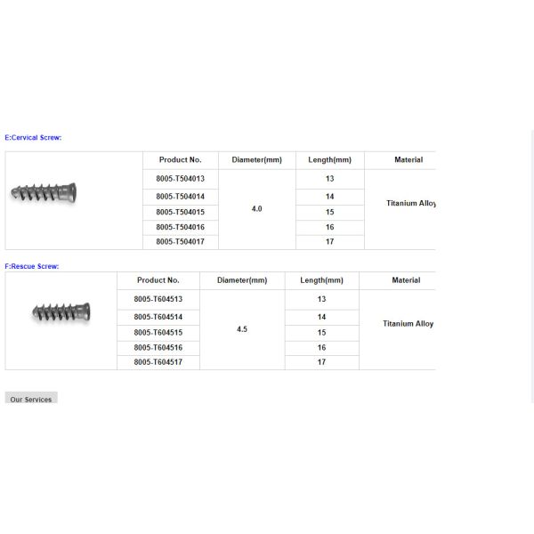 Pure Titanium Anterior Cervical Plates System Orthopedic Implants Plates