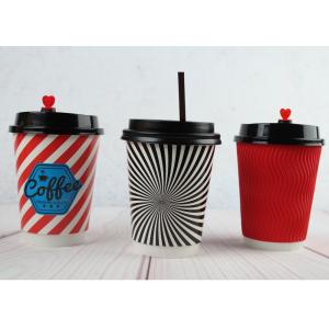 Red / Black Personalized Insulated Paper Cups Custom Disposable Coffee Cups